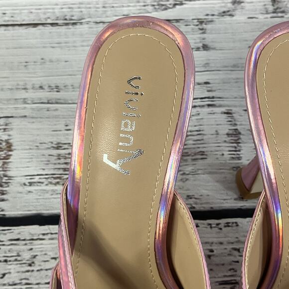 Vivian NY Pink Iridescent Ultra Heels Pumps Mules Shoes size 7.5 M Prom Wedding - Picture 6 of 16